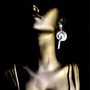 Disney Candy Swirl Colorful Lollipop Dangle Earrings